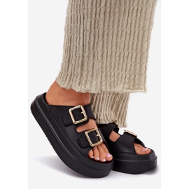 Inna Flips femininos na plataforma com grampos dourados pretos 1