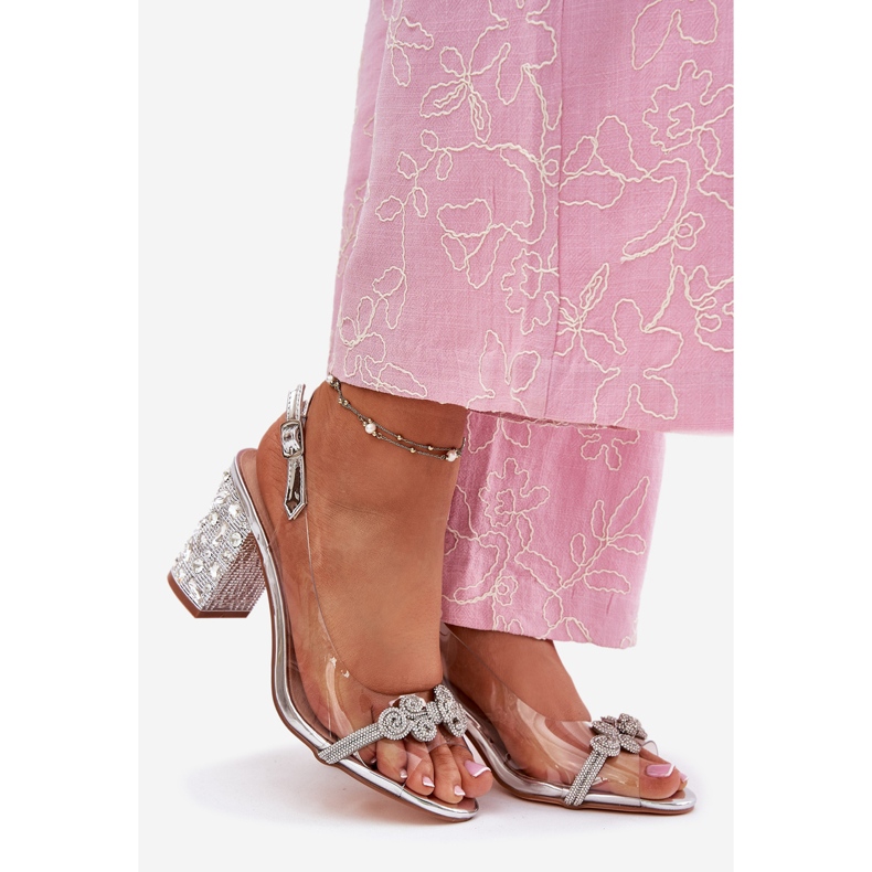 S.Barski Sandálias transparentes no posto de prata MR51-705 1