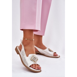 S.Barski Sandálias femininas de salto plano com detalhes decorativos S. Barski KV51-080 Silver prata 2