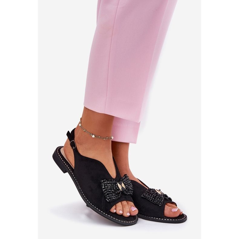 S.Barski Sandálias femininas com arco de salto plano. Barski KV51-014 preto 1