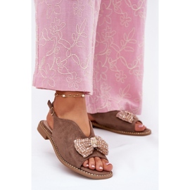 S.Barski Sandálias femininas com arco de salto plano. Barski KV51-014 Dark Beige bege 2