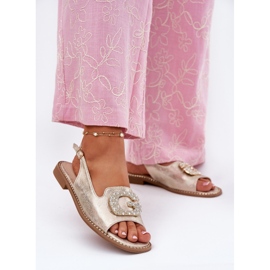 S.Barski Sandálias femininas com um detalhe decorativo de S. Barski KV51-081 PLN dourado 2