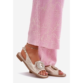 S.Barski Sandálias femininas com um detalhe decorativo de S. Barski KV51-081 PLN dourado 1