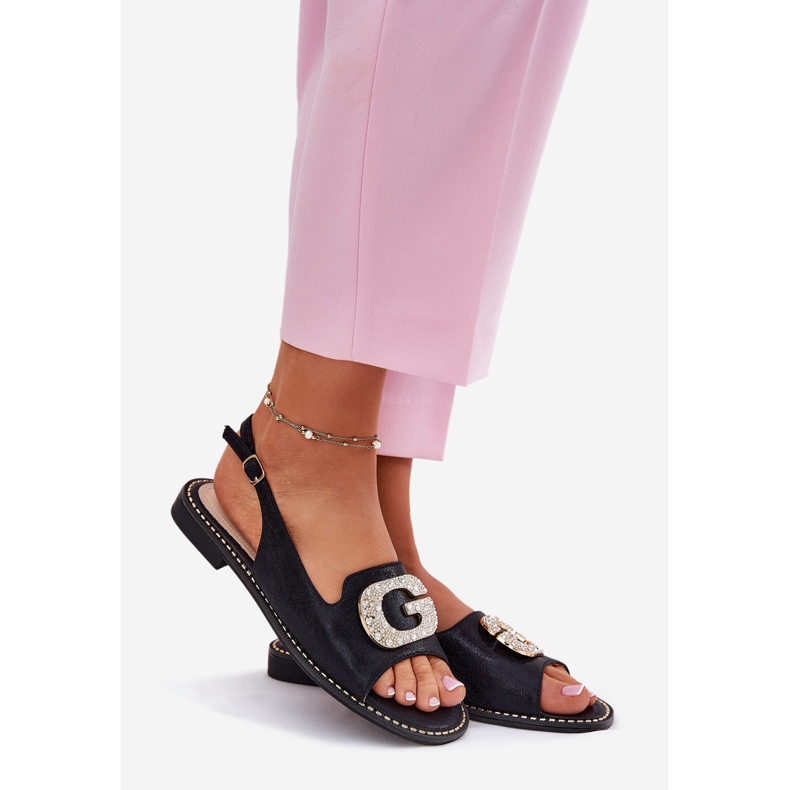 S.Barski Sandálias femininas com detalhes decorativos S. Barski KV51-081 Black preto 1