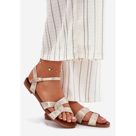 S.Barski Sandálias femininas brilhantes planas S. Barski KV51-022 Gold dourado 1