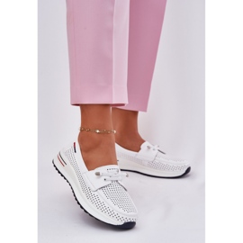 EVento Sapatos de couro feminino na plataforma aberta branca branco 2