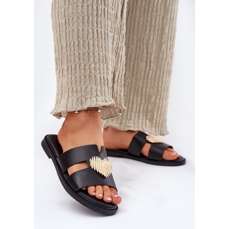 EVento Flipes femininos de grama plana com uma decoração de ouro preto 2