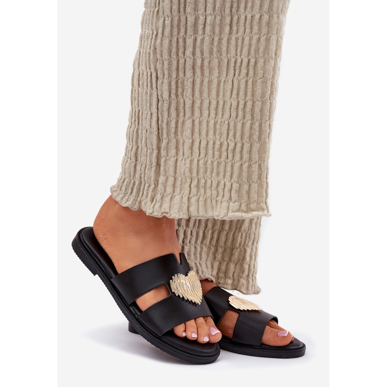 EVento Flipes femininos de grama plana com uma decoração de ouro preto 1