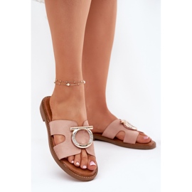 Flipes femininos de grama plana com um Vinceza 17381 Beige bege 2