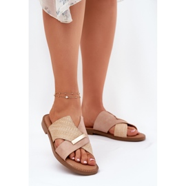 Saltos planos femininos com um Vinceza 17385 decorativo bege 2