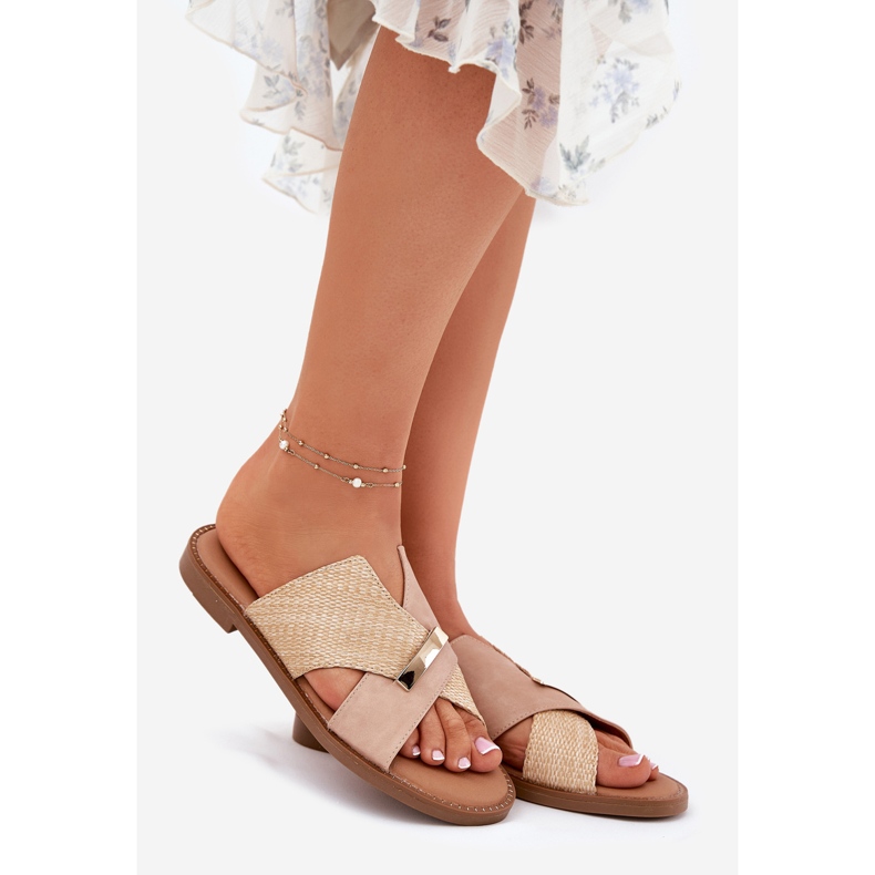 Saltos planos femininos com um Vinceza 17385 decorativo bege 1