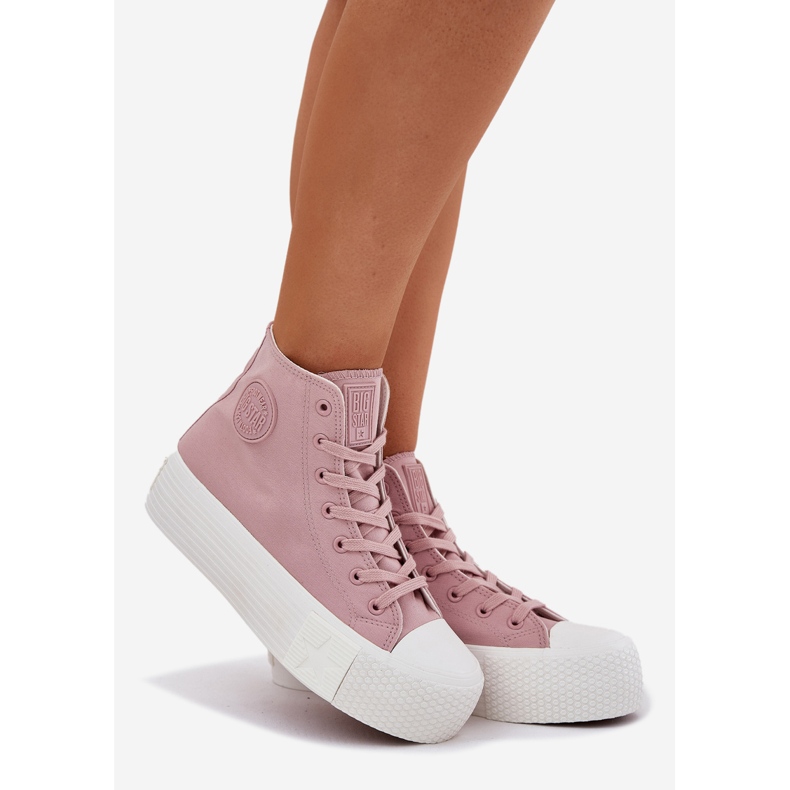 Tênis femininos na plataforma Big Star RR274739 Pink rosa 1