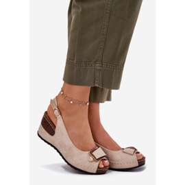 EVento Sandálias leves femininas para sapatos de conforto bege-ouro dourado 1