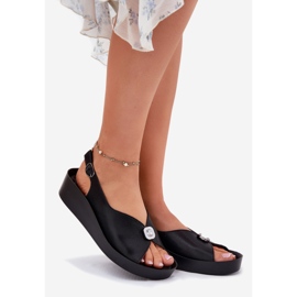 S.Barski Sandálias de couro feminino na cunha e plataforma S. Barski KV51-020 Black preto 1