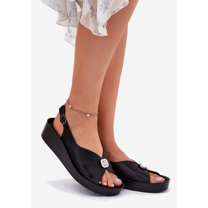 S.Barski Sandálias de couro feminino na cunha e plataforma S. Barski KV51-020 Black preto 1