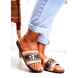 EVento Chinelos BeNice Beige Feminino em Cortiça Com Strass bege 1