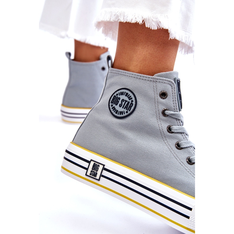 Big Star Tênis de material alto feminino na grande estrela ll274188 plataforma azul claro 3