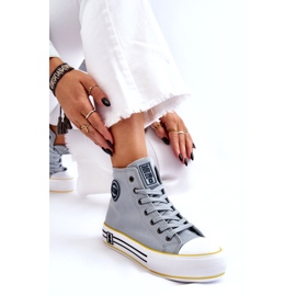 Big Star Tênis de material alto feminino na grande estrela ll274188 plataforma azul claro 4