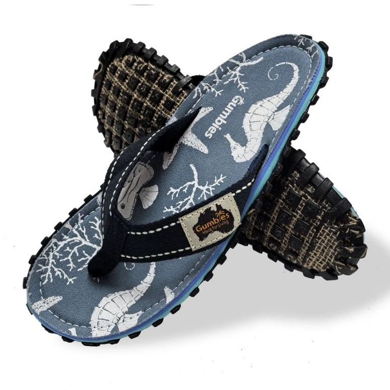 Ilhas japonesas de Gumbies Flip-flops unissex Seahorse gu-ffisl152 azul 1