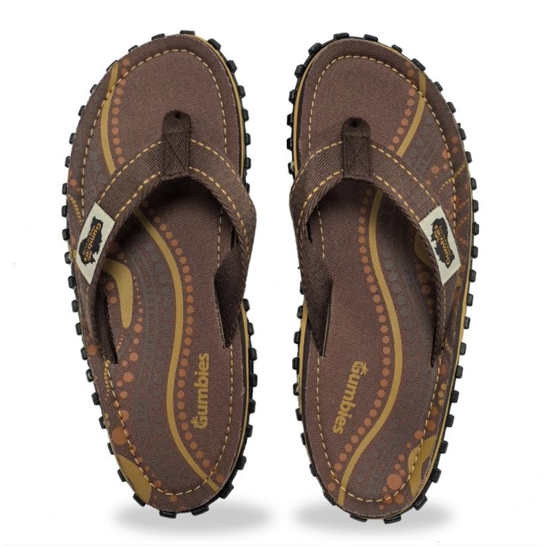 Ilhas japonesas de Gumbies Flip-flops Unissex Aboriginal GU-FFISL095 castanho 1