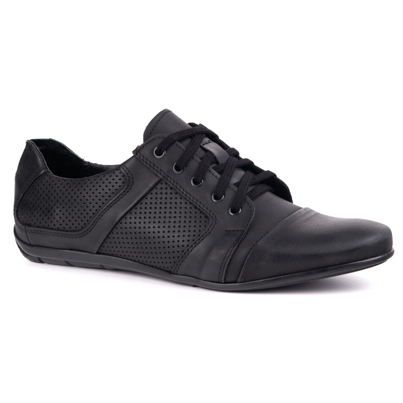 Polbut Sapatos de renda de couro masculino -Up Up preto 1
