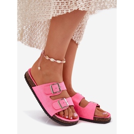 Inna Chinelos femininos com grampos de neon rosa 1 Inna Chinelos femininos com grampos de neon rosa 1