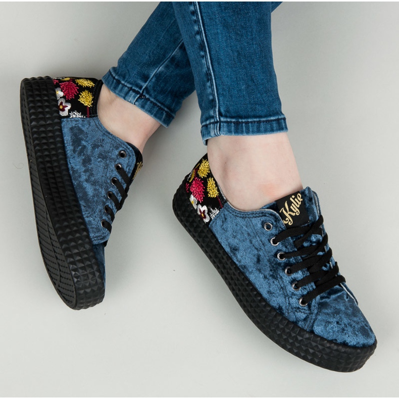 Kylie Tênis Azul Veludo 1