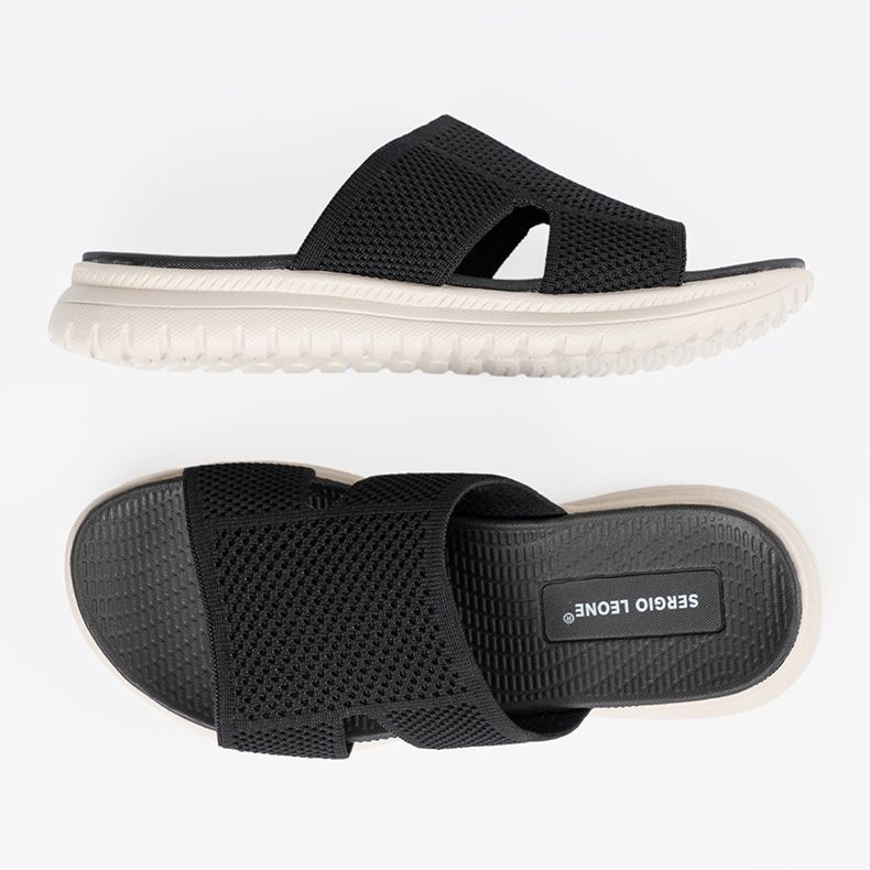 Chinelos pretos femininos na plataforma Sergio Leone 2