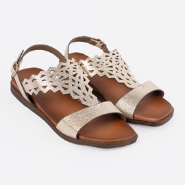 Sergio Leone Sandálias de ouro com decorações abertas dourado 1