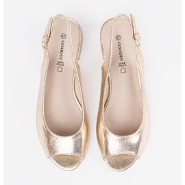 Goodin Sandálias douradas de salto baixo dourado 2