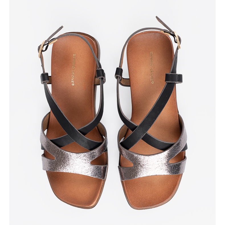 Sandálias negras femininas de Sergio Leone preto 1