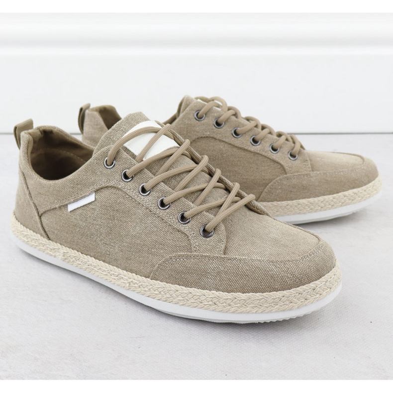 Sapatos masculinos alpargalhos khaki nowacki 0017-e bege 1
