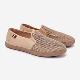 EVento Tênis de tênis de malha de malha de homens abertos masculinos bege 1