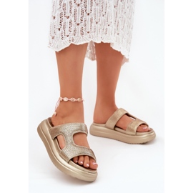 Inna Chinelos de mulheres decoradas na plataforma de ouro dourado 2