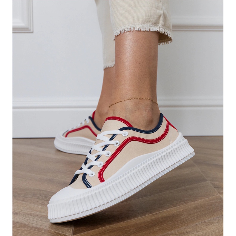 Tênis plataforma feminino bege 2