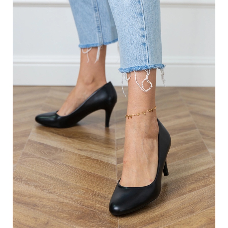 Bombas negras femininas clássicas preto 1