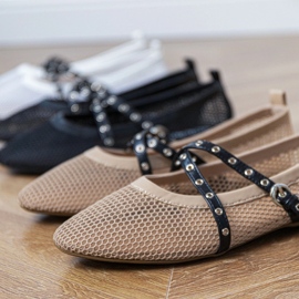 Bailarinas de malha marrom com uma fivela decorativa castanho 1