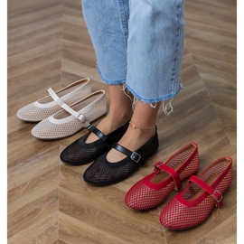Bailarinas vermelhas de malha com fivela vermelho 1