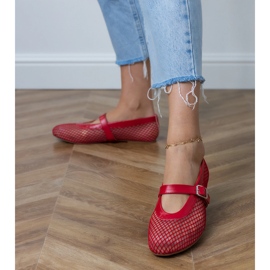 Bailarinas vermelhas de malha com fivela vermelho 2