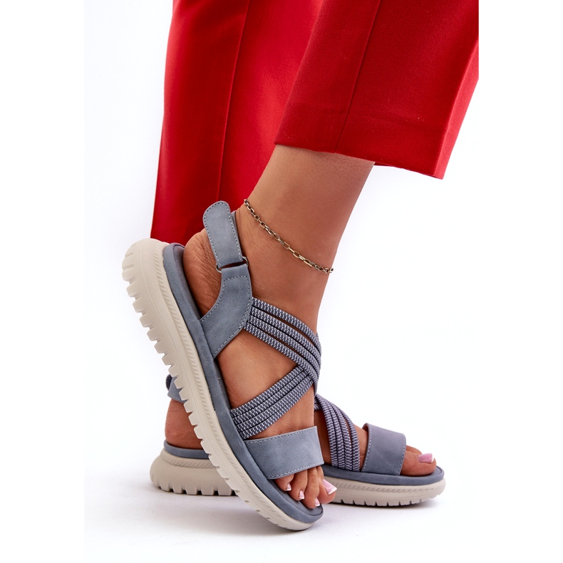 Evento Sandálias femininas leves e confortáveis com velcro, azul, Ceclea 3 Evento Sandálias femininas leves e confortáveis com velcro, azul, Ceclea 3