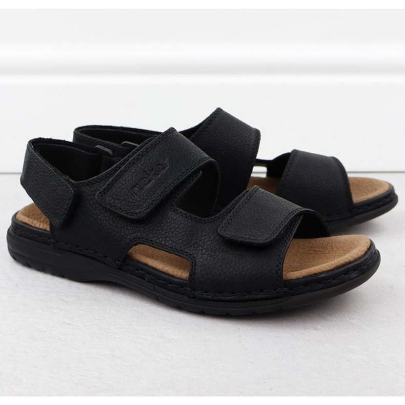 Sandálias masculinas Rieker 25558-01 preto 1