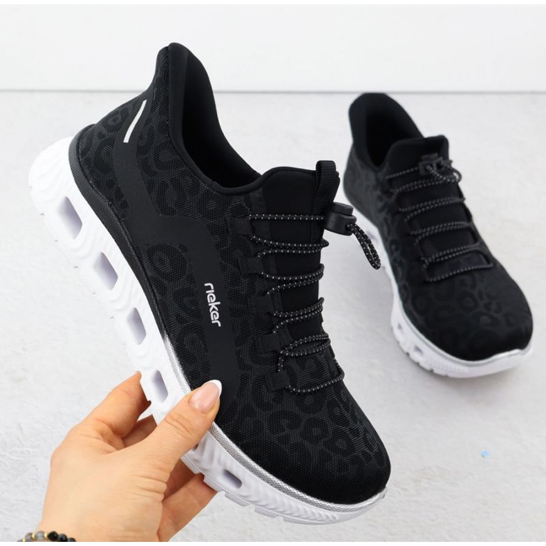 Sapatos esportivos femininos Rieker M6066-01 Black preto 1