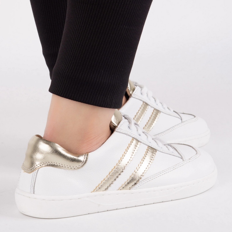 Sneakers descalços Kaia Olivier, de couro branco - sapatos de couro branco 1