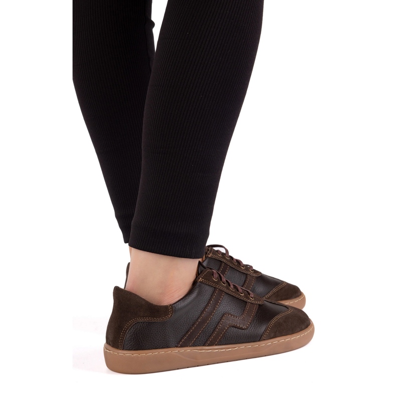 Sapatos de couro femininos descalços olivier eliza marrom escuro 1