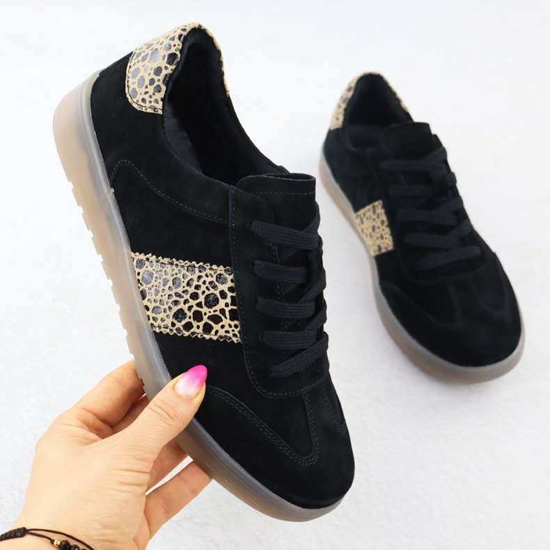 Esportes de couro feminino com estampa de leopardo. Filippo DP6770 preto 1