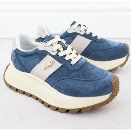 Sapatos de couro em uma plataforma grossa Filippo Blue DP6785 azul 2