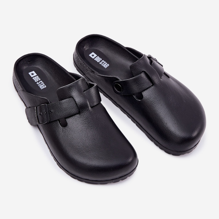 Big Star Flip -flops de espuma tamancos masculinos com uma grande estrela rr174a022 fivela preta preto 1