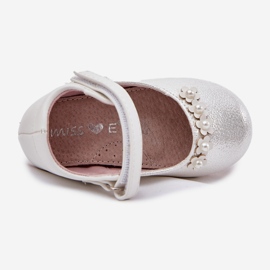EVento Bailarinas infantis de velcro com flores brancas branco 1