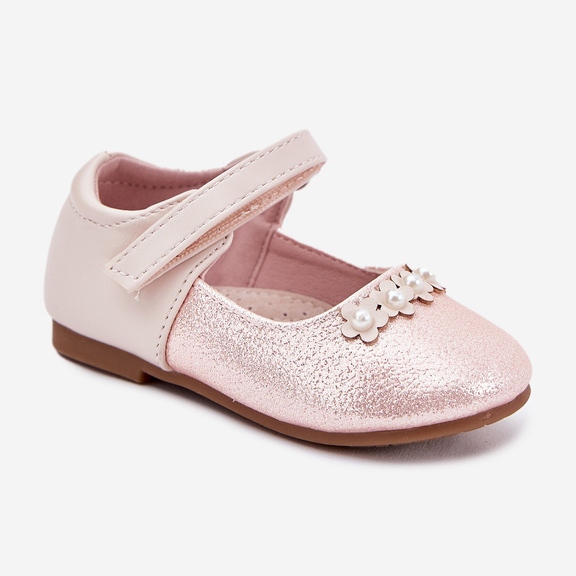 EVento Bailarinas infantis de velcro com flores rosa 2