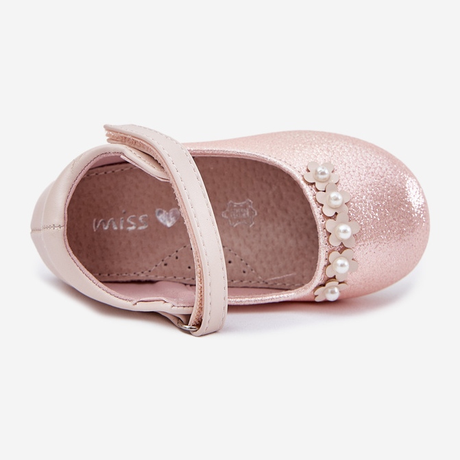 EVento Bailarinas infantis de velcro com flores rosa 1